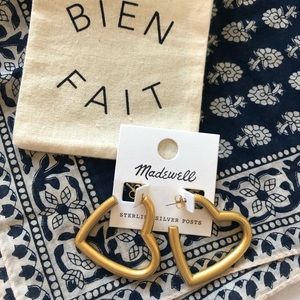 Madewell chunky gold heart hoop earrings